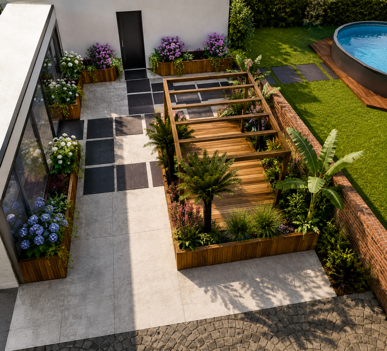Projet jardin — vue aérienne